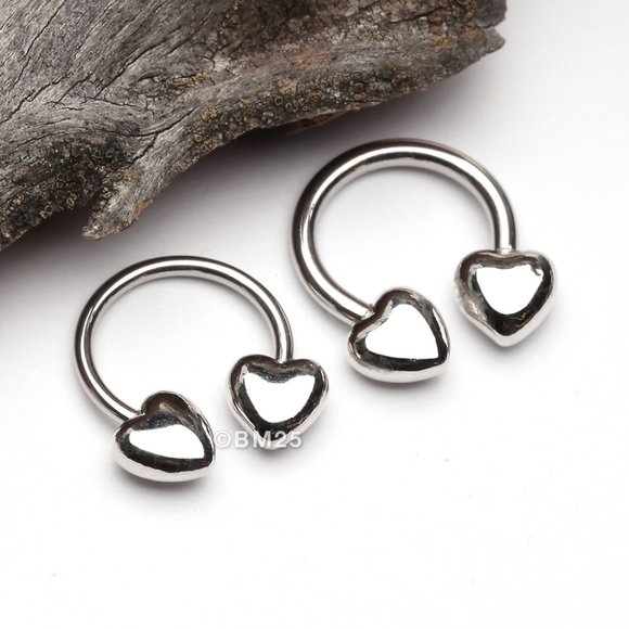Silver Horseshoe Heart Earrings - Picture 1 of 2